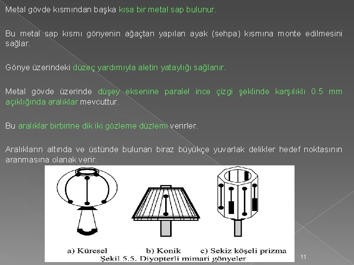 Metal gövde kısmından başka kısa bir metal sap bulunur. Bu metal sap kısmı gönyenin