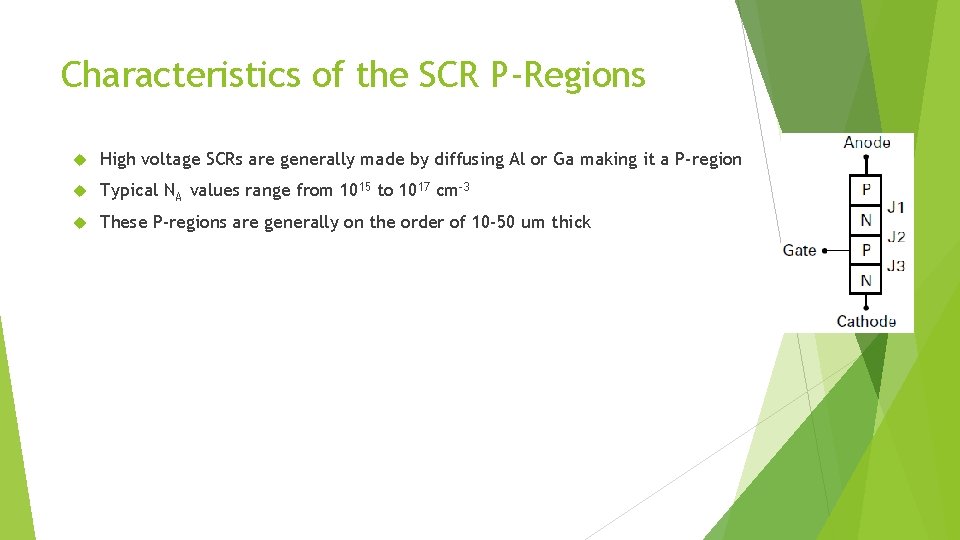 Characteristics of the SCR P-Regions High voltage SCRs are generally made by diffusing Al