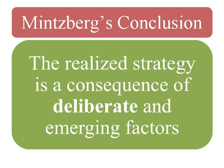 Mintzberg’s Conclusion 