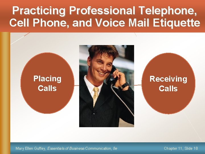 Practicing Professional Telephone, Cell Phone, and Voice Mail Etiquette Placing Calls Mary Ellen Guffey,