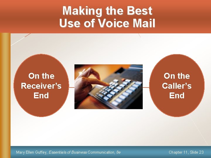 Making the Best Use of Voice Mail On the Receiver’s End Mary Ellen Guffey,