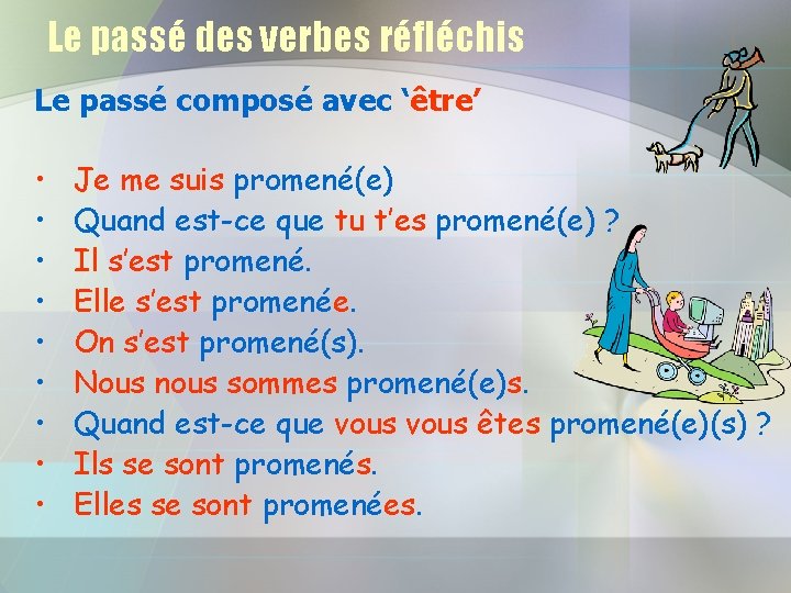 Le passé des verbes réfléchis Le passé composé avec ‘être’ • • • Je