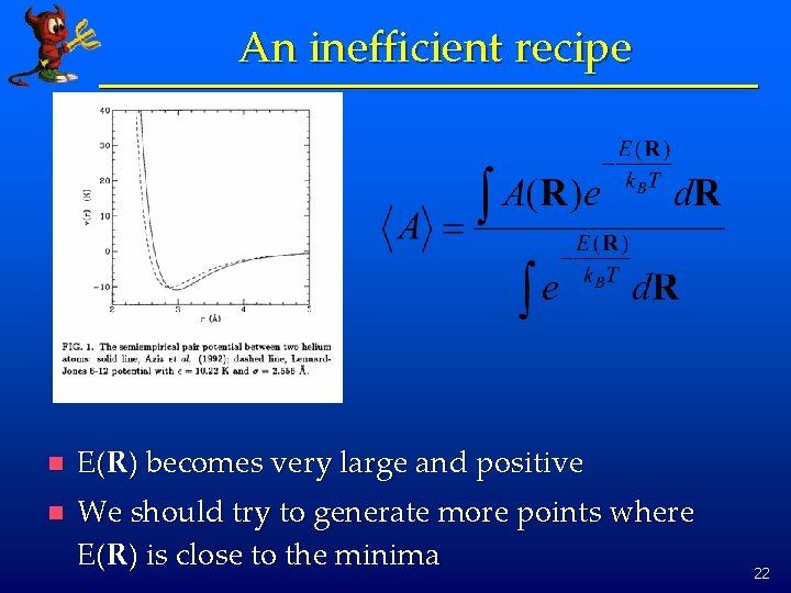 An inefficient recipe n E(R) becomes very large and positive n We should try