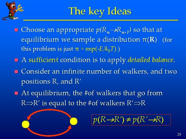 The key Ideas n Choose an appropriate p(Rn Rn+1) so that at equilibrium we