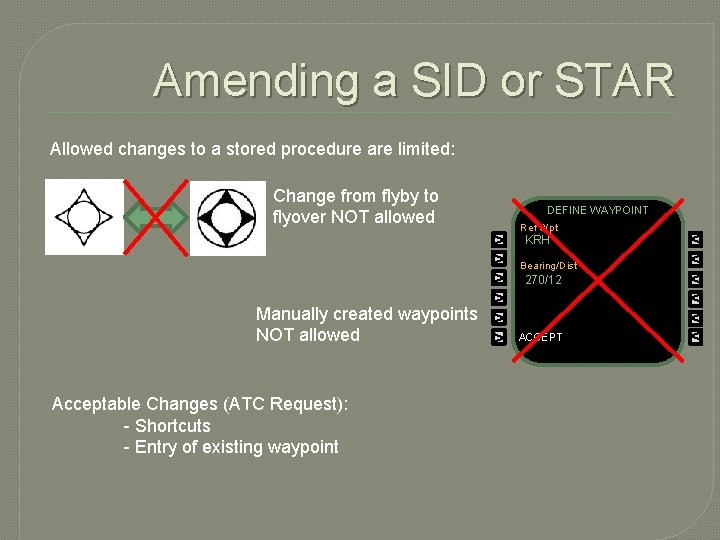 Amending a SID or STAR Allowed changes to a stored procedure are limited: >