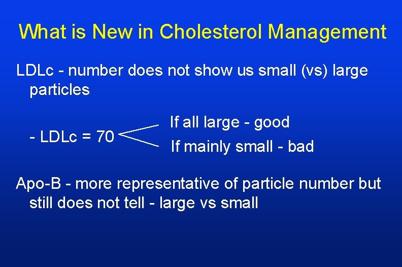 What is New in Cholesterol Management LDLc - number does not show us small