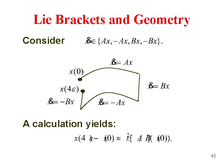 Lie Brackets and Geometry Consider A calculation yields: 42 Lie Brackets and Geometry Consider A calculation yields: 42