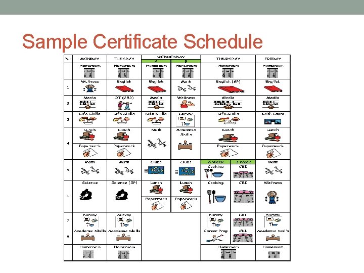 Sample Certificate Schedule 