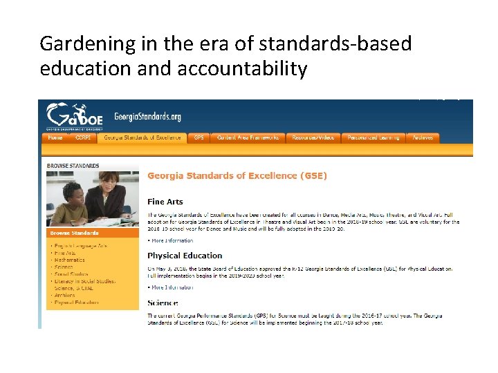 Gardening in the era of standards-based education and accountability 