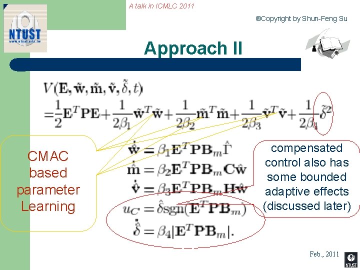 A talk in ICMLC 2011 ®Copyright by Shun-Feng Su Approach II compensated control also