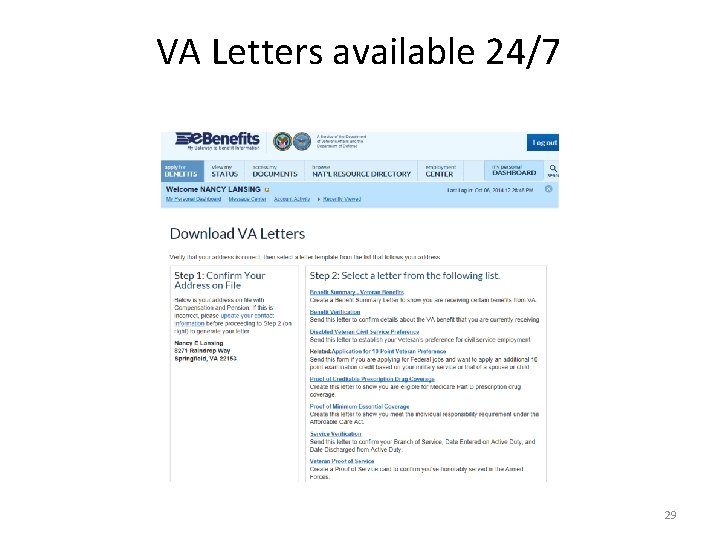 VA Letters available 24/7 29 