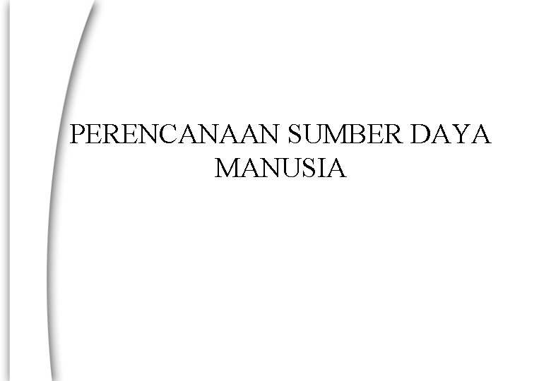 PERENCANAAN SUMBER DAYA MANUSIA 