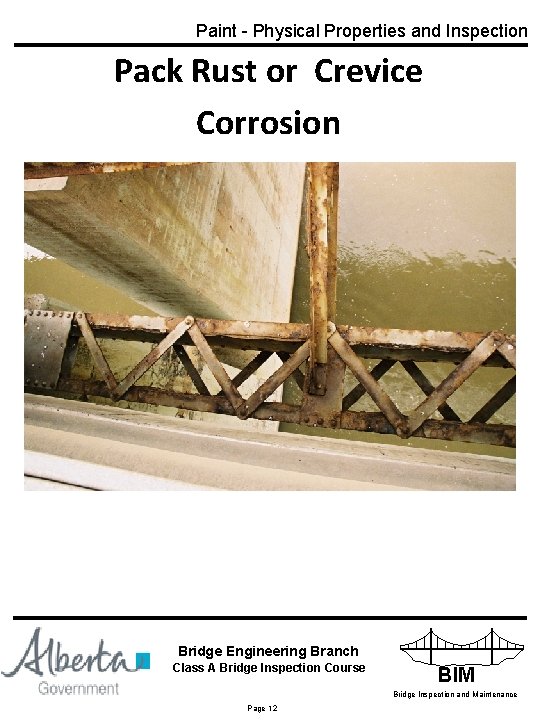 Paint - Physical Properties and Inspection Pack Rust or Crevice Corrosion Bridge Engineering Branch