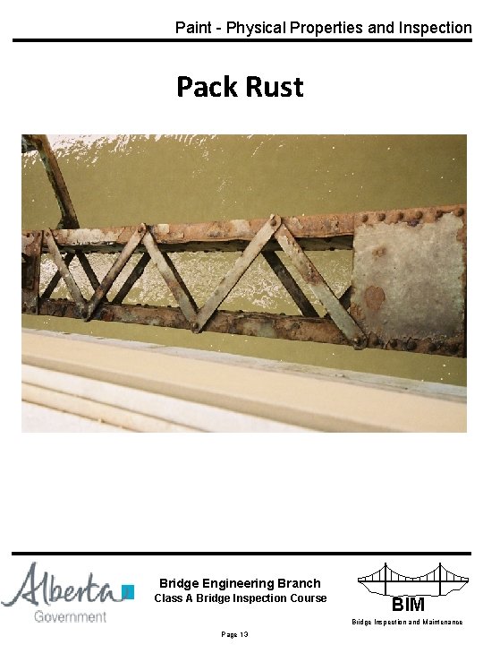 Paint - Physical Properties and Inspection Pack Rust Bridge Engineering Branch INFRASTRUCTURE Class A