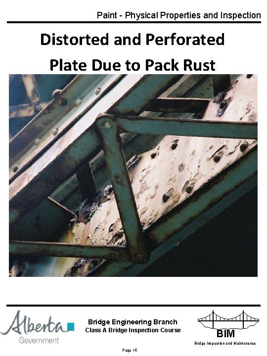 Paint - Physical Properties and Inspection Distorted and Perforated Plate Due to Pack Rust