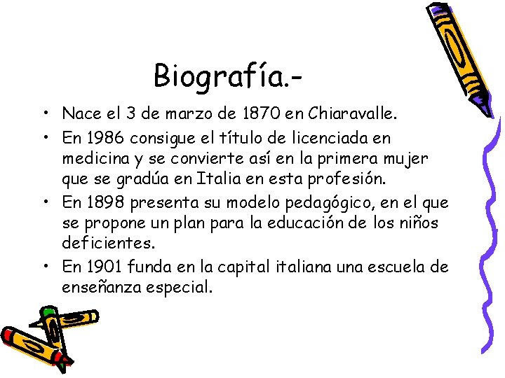 Biografía. • Nace el 3 de marzo de 1870 en Chiaravalle. • En 1986