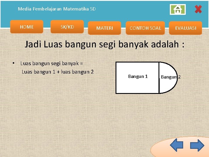 Media Pembelajaran Matematika SD HOME SK/KD MATERI CONTOH SOAL EVALUASI Jadi Luas bangun segi