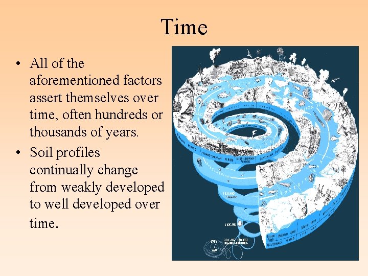 Time • All of the aforementioned factors assert themselves over time, often hundreds or