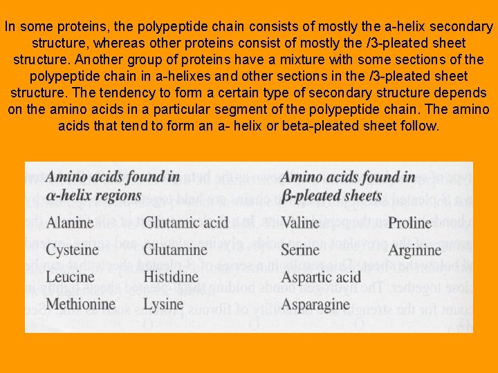 In some proteins, the polypeptide chain consists of mostly the a-helix secondary structure, whereas