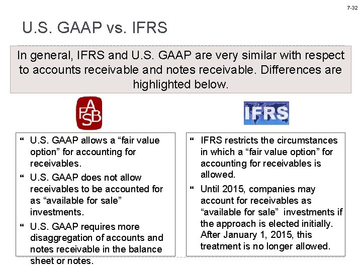 7 -32 U. S. GAAP vs. IFRS In general, IFRS and U. S. GAAP