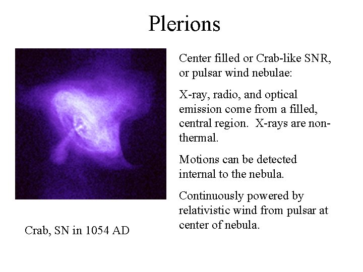 Plerions Center filled or Crab-like SNR, or pulsar wind nebulae: X-ray, radio, and optical