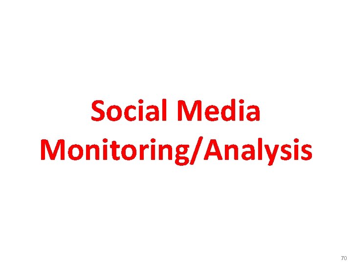 Social Media Monitoring/Analysis 70 