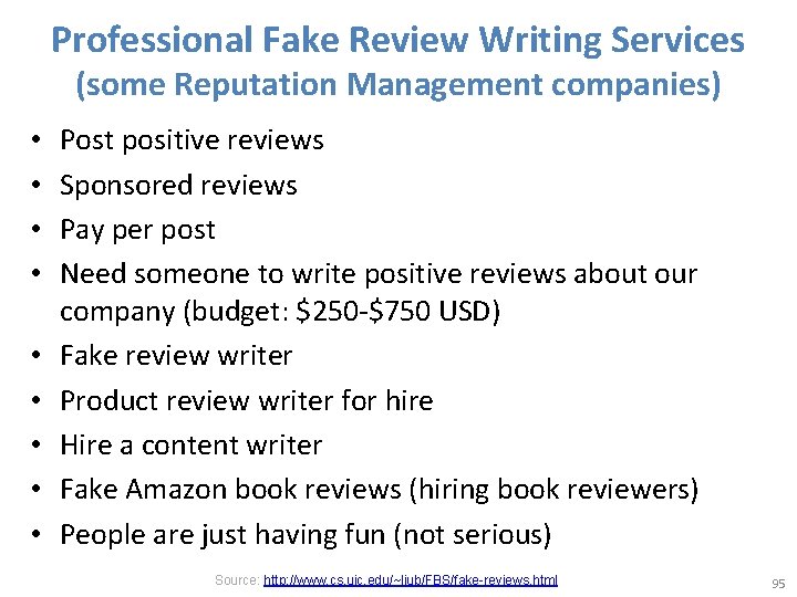 Professional Fake Review Writing Services (some Reputation Management companies) • • • Post positive