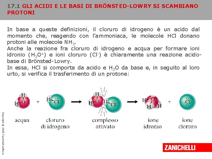 17. 1 GLI ACIDI E LE BASI DI BRÖNSTED-LOWRY SI SCAMBIANO PROTONI In base