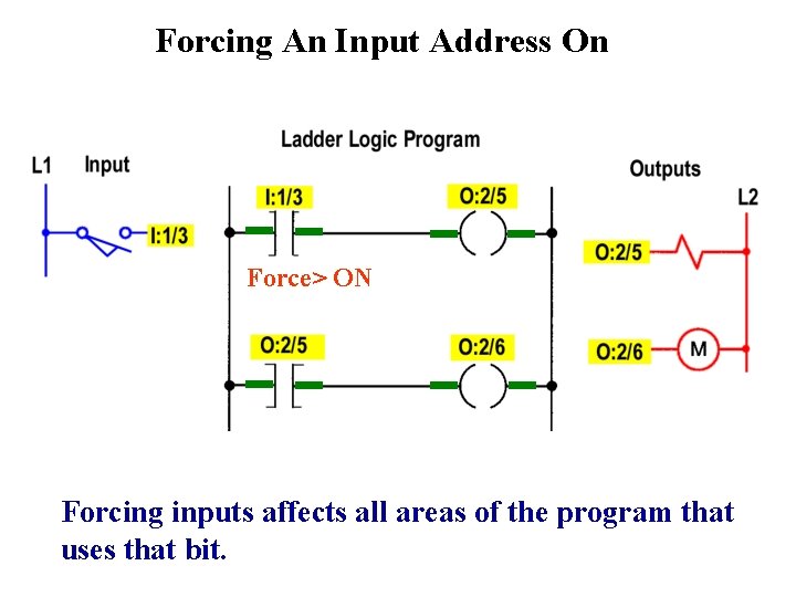 Forcing An Input Address On Force> ON Forcing inputs affects all areas of the