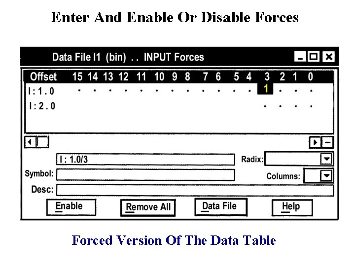 Enter And Enable Or Disable Forces Forced Version Of The Data Table 
