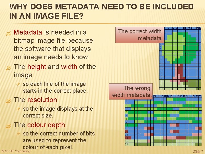 WHY DOES METADATA NEED TO BE INCLUDED IN AN IMAGE FILE? Metadata is needed