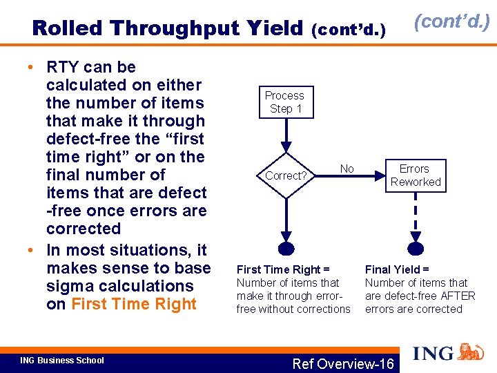 Rolled Throughput Yield • RTY can be calculated on either the number of items