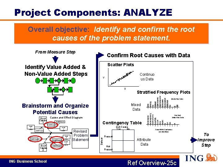 Project Components: ANALYZE Overall objective: Identify and confirm the root causes of the problem