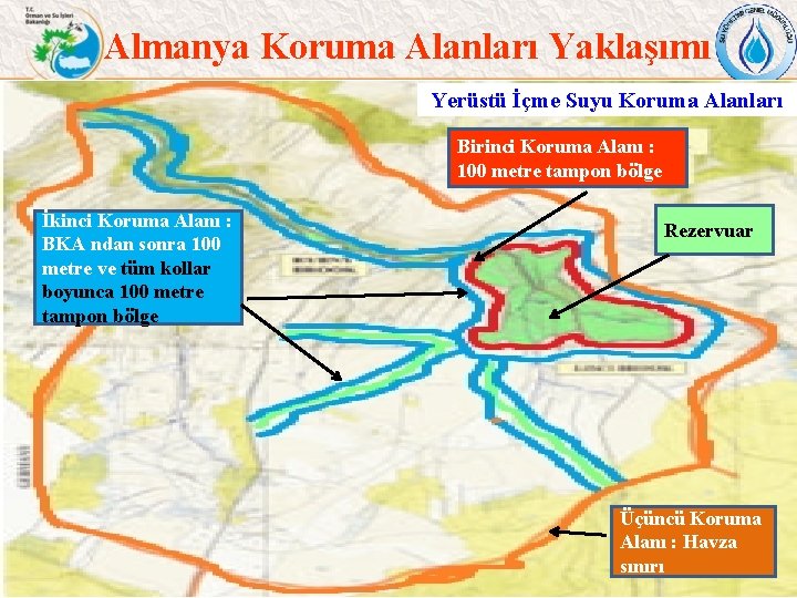 Almanya Koruma Alanları Yaklaşımı Yerüstü İçme Suyu Koruma Alanları Birinci Koruma Alanı : 100