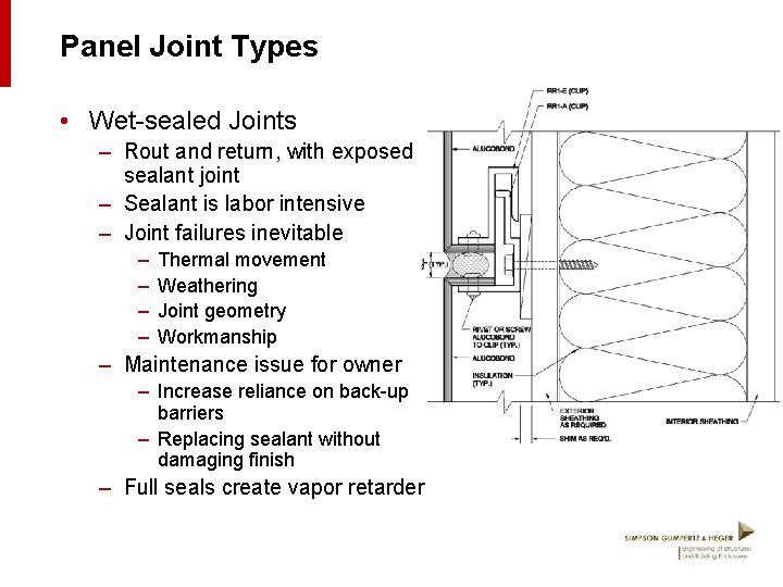 Panel Joint Types • Wet-sealed Joints – Rout and return, with exposed sealant joint