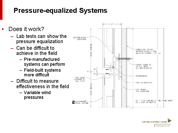 Pressure-equalized Systems • Does it work? – Lab tests can show the pressure equalization