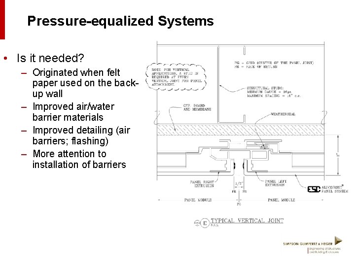 Pressure-equalized Systems • Is it needed? – Originated when felt paper used on the