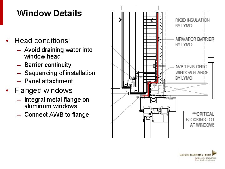 Window Details • Head conditions: – Avoid draining water into window head – Barrier