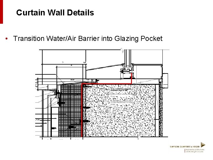 Curtain Wall Details • Transition Water/Air Barrier into Glazing Pocket 