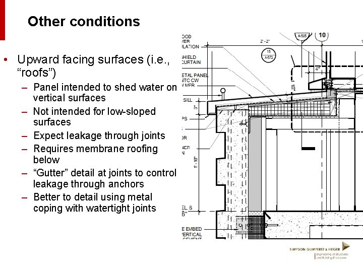 Other conditions • Upward facing surfaces (i. e. , “roofs”) – Panel intended to