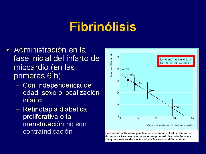 Fibrinólisis • Administración en la fase inicial del infarto de miocardio (en las primeras
