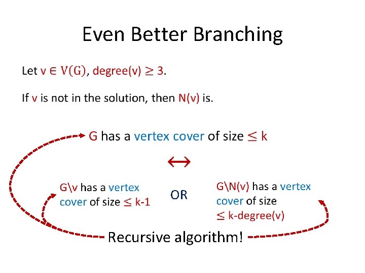 Even Better Branching • OR Recursive algorithm! 