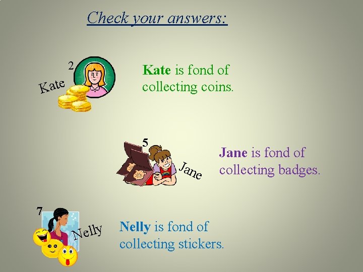 Check your answers: 2 Kate is fond of collecting coins. Kate 5 Jan e