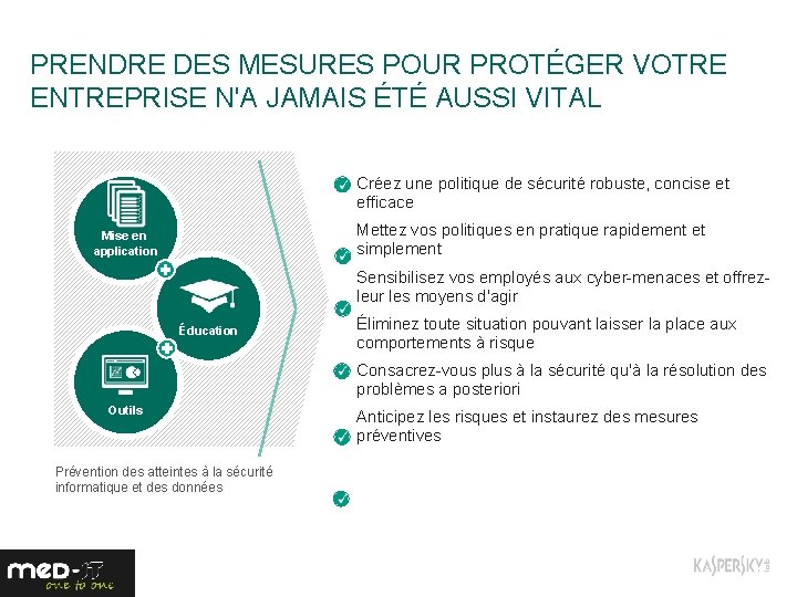PRENDRE DES MESURES POUR PROTÉGER VOTRE ENTREPRISE N'A JAMAIS ÉTÉ AUSSI VITAL Créez une