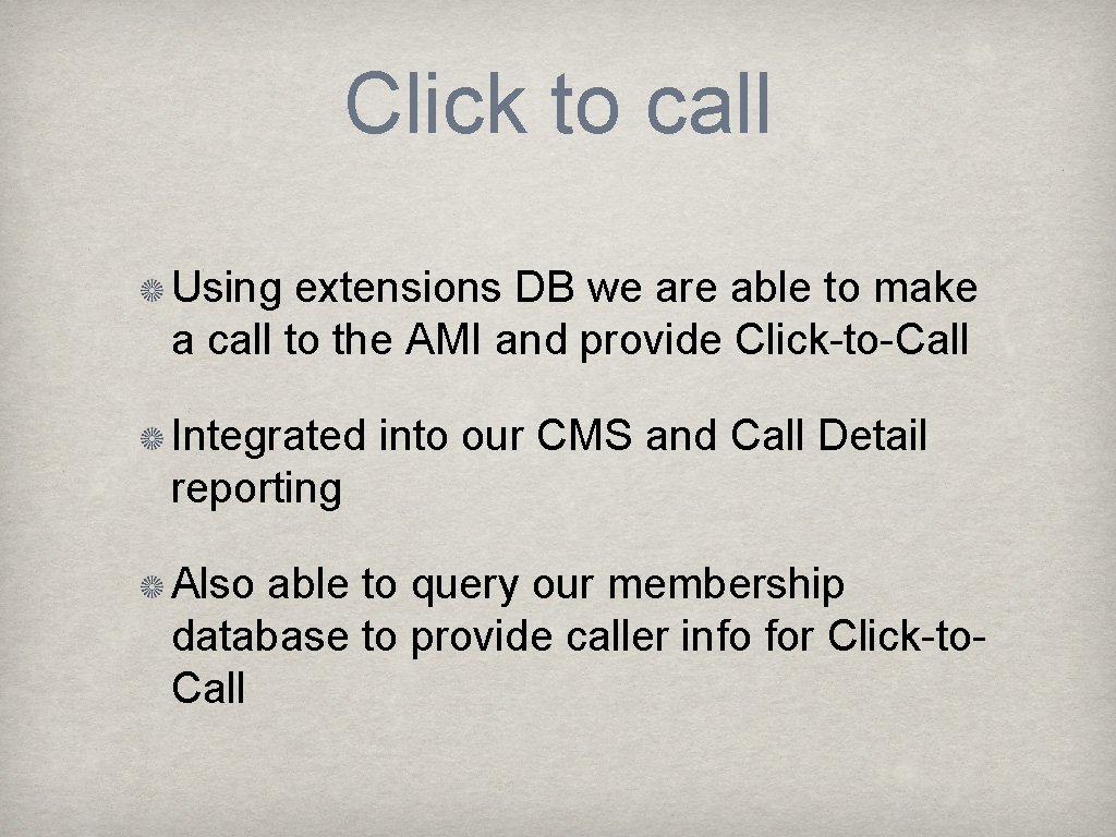 Click to call Using extensions DB we are able to make a call to