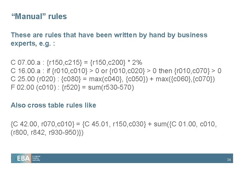 “Manual” rules These are rules that have been written by hand by business experts,