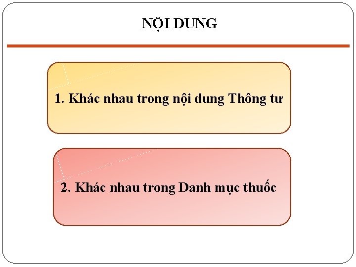 NỘI DUNG 1. Khác nhau trong nội dung Thông tư 2. Khác nhau trong