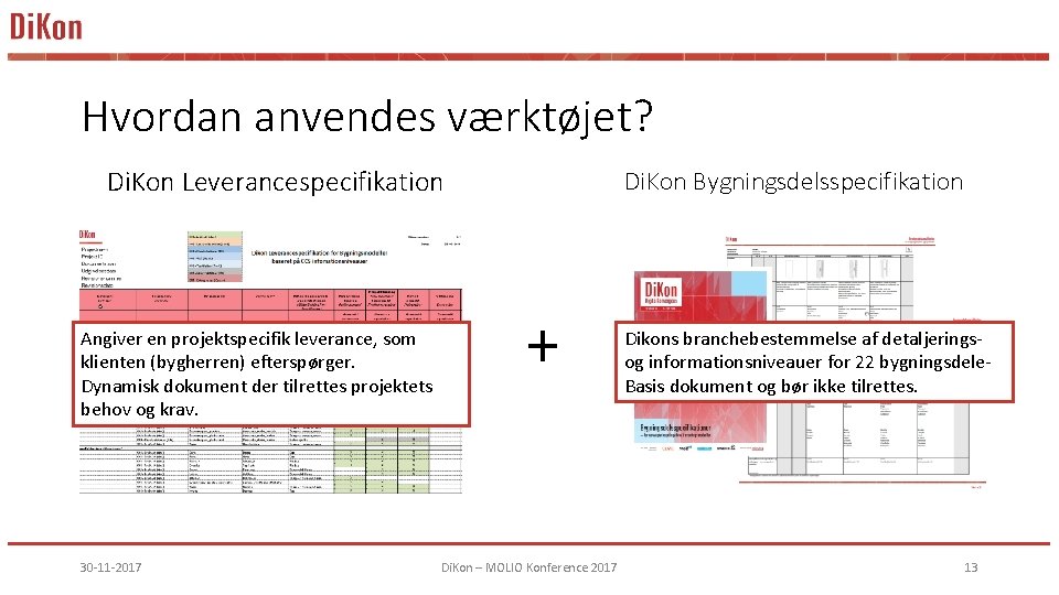 Hvordan anvendes værktøjet? Di. Kon Leverancespecifikation Angiver en projektspecifik leverance, som klienten (bygherren) efterspørger.