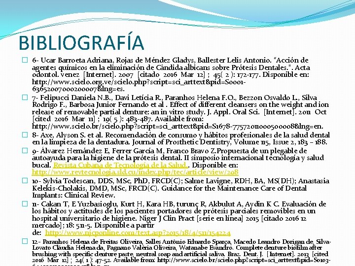 BIBLIOGRAFÍA � 6 - Ucar Barroeta Adriana, Rojas de Méndez Gladys, Ballester Lelis Antonio.