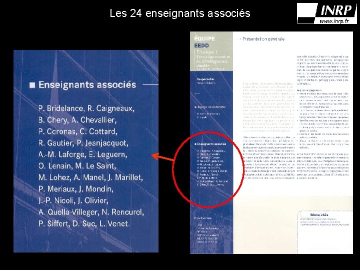 Les 24 enseignants associés 